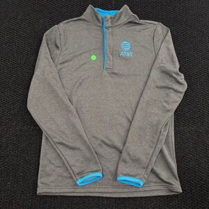 AT&T Pullover Sweatshirt Employee Gray Blue Quarter Zip Men's Small